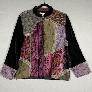 Vtg Flashback Women's Jacket Tapestry Velvet Patchwork Art to Wear Size M Button